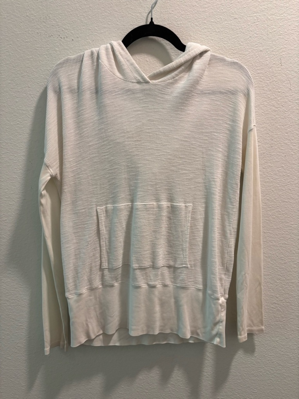 STATESIDE Cream Thermal Long Sleeve Top with hood, size M